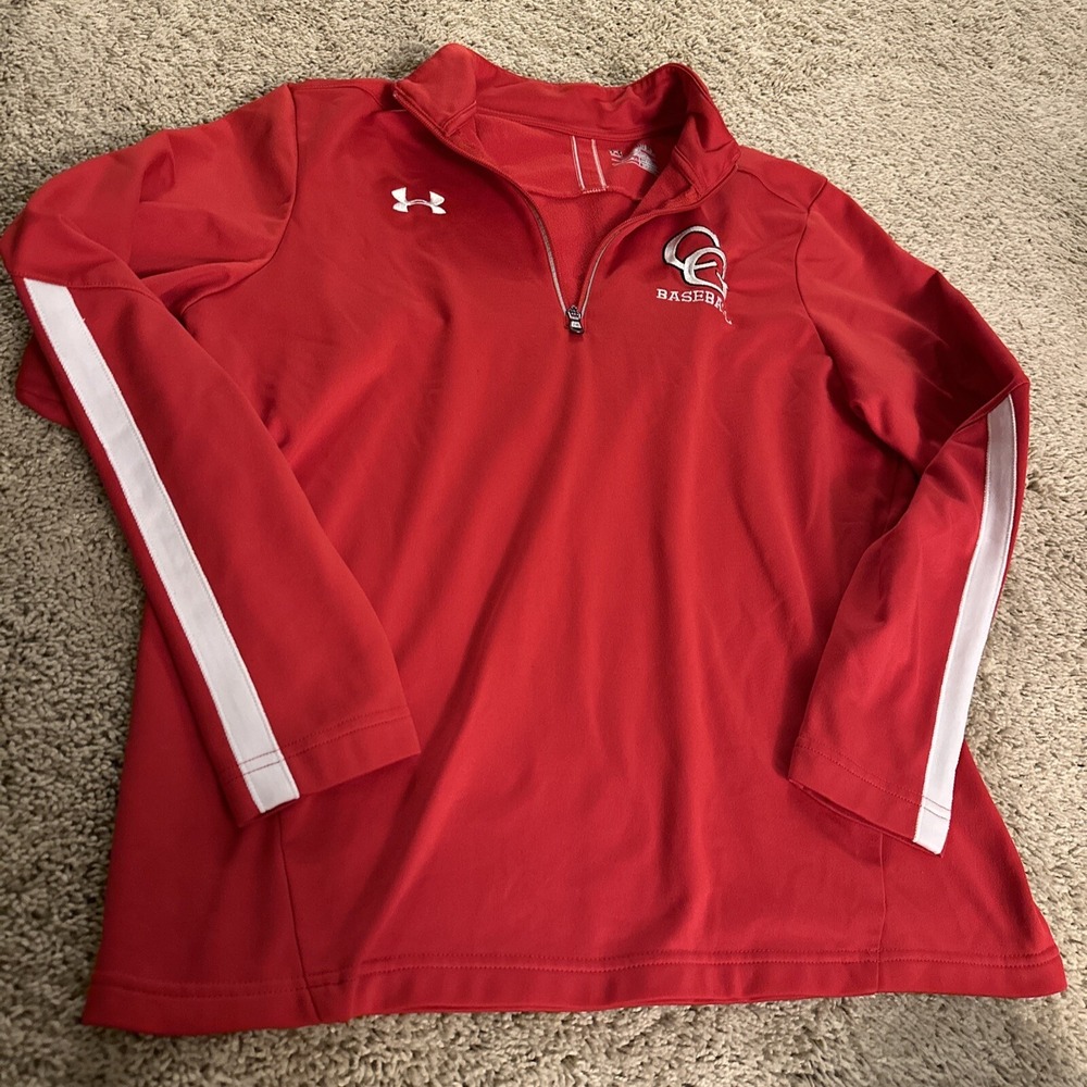 Under Armour Mens Red CG Baseball Quarter Zip Pullover Allseasongear Medium